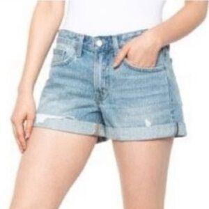 Lucky Brand Women 0/25 Distressed Denim Mid-Rise Cutoff Boyfriend Jean Shorts